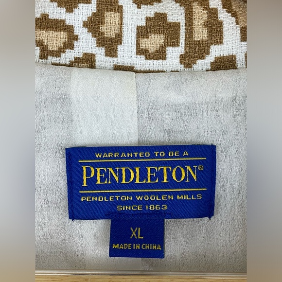 PENDLETON Leopard Print Linen Blend Top Jacket 3/4 Sleeves women’s Size XL NWOT - Picture 5 of 6